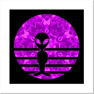 Encounters Kaleidoscope Pattern Creature Alien Sunset Silhouette Posters and Art